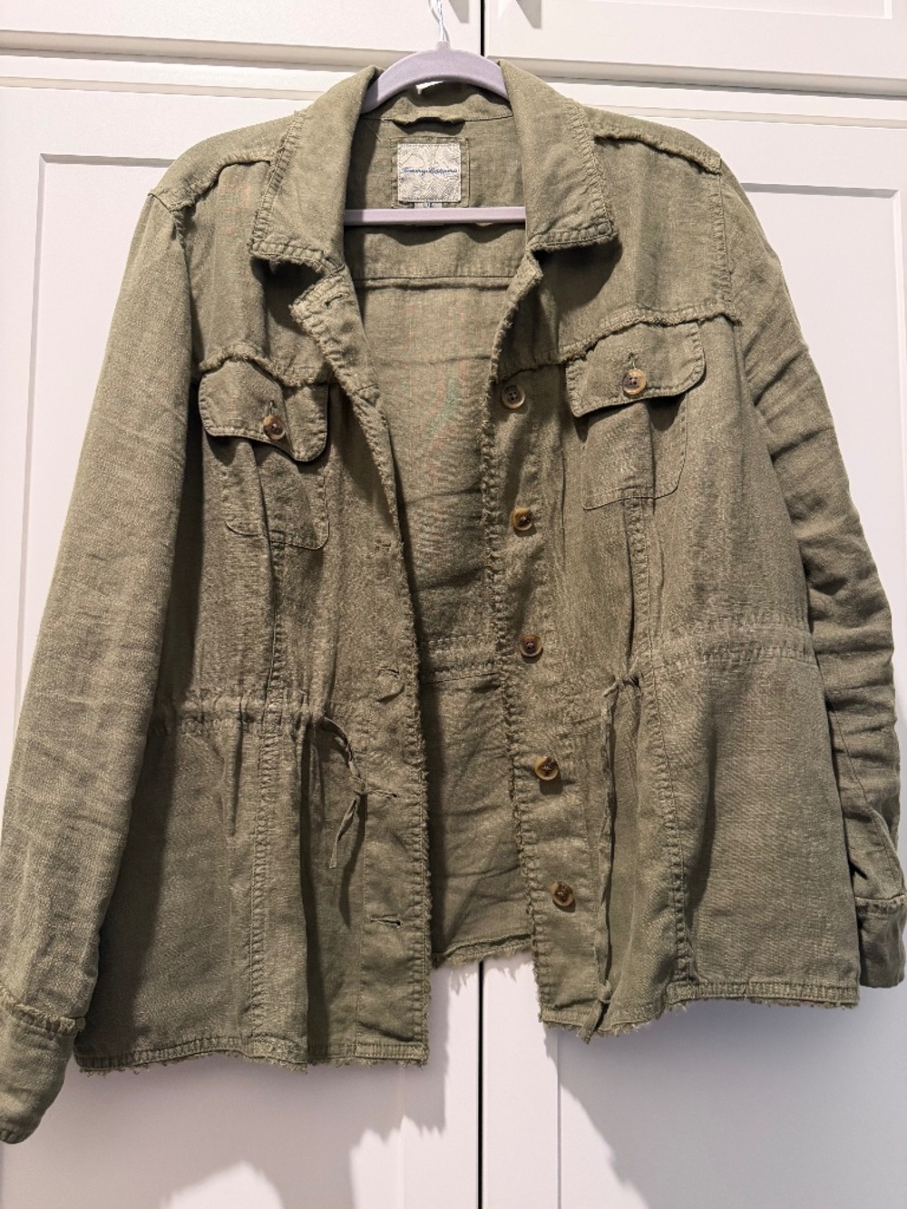 Tommy Bahama Two Palms Linen Raw Edge Jacket ~ Dark Fern Size L